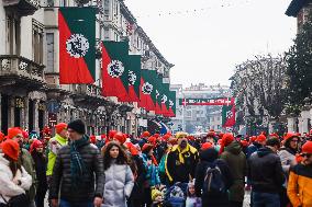 The Historical Reenactments During The Historical Carnival Of Ivrea