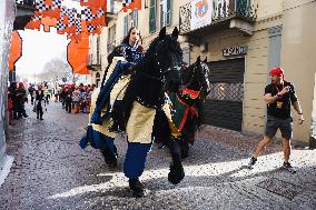 The Historical Reenactments During The Historical Carnival Of Ivrea