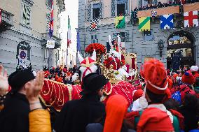 The Historical Reenactments During The Historical Carnival Of Ivrea