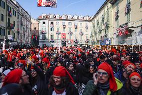 The Historical Reenactments During The Historical Carnival Of Ivrea