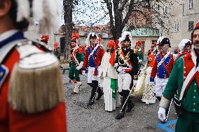 The Historical Reenactments During The Historical Carnival Of Ivrea