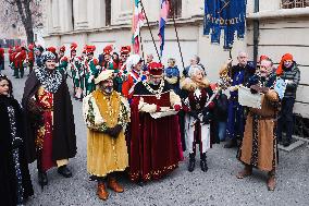 The Historical Reenactments During The Historical Carnival Of Ivrea