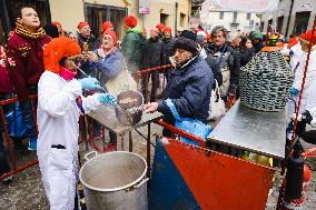 The Historical Reenactments During The Historical Carnival Of Ivrea