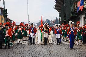 The Historical Reenactments During The Historical Carnival Of Ivrea