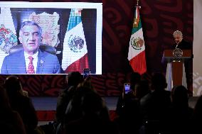 Andres Manuel Lopez Obrador, President Of Mexico At A Press Conference