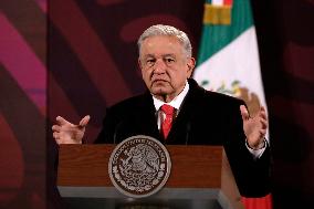 Andres Manuel Lopez Obrador, President Of Mexico At A Press Conference