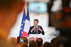 President Macron At Traditional Epiphany Cake Ceremony - Paris
