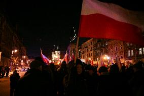 Protest Against Changes In TVP In Krakow