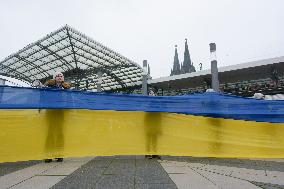 Demonstration In Support Of Ukraine In Cologne, Germany