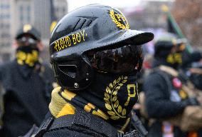 Proud Boys Rally In Columbus , Ohio On Anniversary Of January 6th