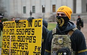 Proud Boys Rally In Columbus , Ohio On Anniversary Of January 6th