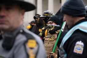 Proud Boys Rally In Columbus , Ohio On Anniversary Of January 6th