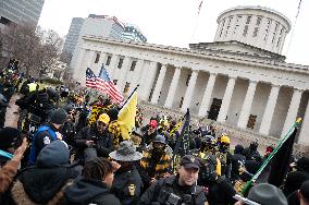 Proud Boys Rally In Columbus , Ohio On Anniversary Of January 6th