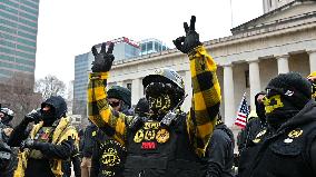 Proud Boys Rally In Columbus , Ohio On Anniversary Of January 6th