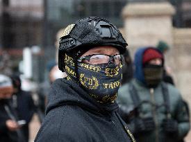 Proud Boys Rally In Columbus , Ohio On Anniversary Of January 6th