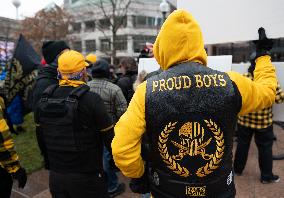 Proud Boys Rally In Columbus , Ohio On Anniversary Of January 6th