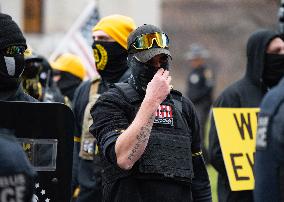 Proud Boys Rally In Columbus , Ohio On Anniversary Of January 6th