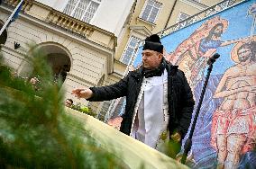 Blessing of water in Lviv