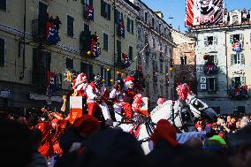 The Battle Of The Oranges During The Historical Carnival Of Ivrea