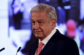 Andres Manuel Lopez Obrador, President Of Mexico At A Press Conference Before Reporters