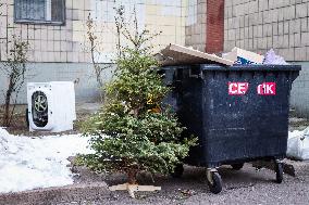 Christmas decorations in Kyiv streets