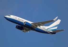 A Boeing from the Las Vegas Sands company taking off from Barcelona