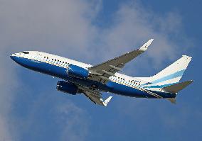 A Boeing from the Las Vegas Sands company taking off from Barcelona