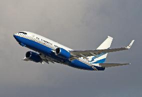 A Boeing from the Las Vegas Sands company taking off from Barcelona