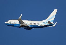 A Boeing from the Las Vegas Sands company taking off from Barcelona