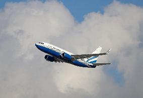 A Boeing from the Las Vegas Sands company taking off from Barcelona