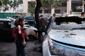 Aftermath Of Beirut Drone Attack Targeting Hamas Deputy Leader