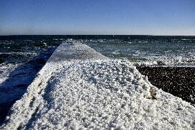 Black Sea coast in Odesa in winter