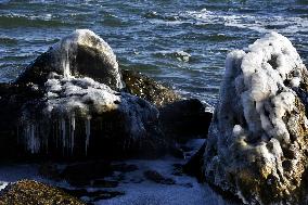 Black Sea coast in Odesa in winter