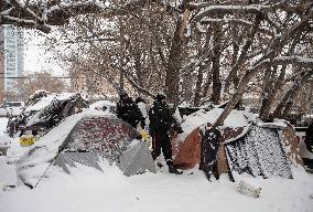 Homeless People Refuse To Leave The Encampment - Canada