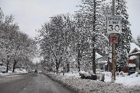 Snowstorm Affects Downtown Des Moines Iowa