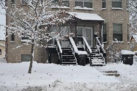 Snowstorm Affects Downtown Des Moines Iowa