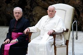 Pope Francis Leads His Weekly General Audience In Paul VI Hall, Vatican City, 10 January 2024.