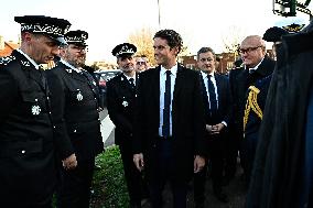 Newly appointed French Prime Minister Gabriel Attal during a visit to Ermont-Eaubonne police station - Ermont