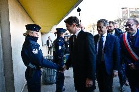 Newly appointed French Prime Minister Gabriel Attal during a visit to Ermont-Eaubonne police station - Ermont