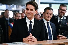 Newly appointed French Prime Minister Gabriel Attal during a visit to Ermont-Eaubonne police station - Ermont