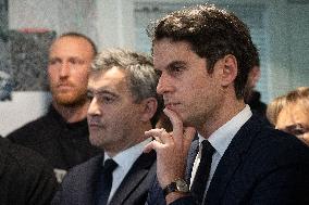 Newly appointed French Prime Minister Gabriel Attal during a visit to Ermont-Eaubonne police station - Ermont