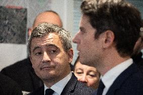 Newly appointed French Prime Minister Gabriel Attal during a visit to Ermont-Eaubonne police station - Ermont