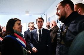 Newly appointed French Prime Minister Gabriel Attal during a visit to Ermont-Eaubonne police station - Ermont