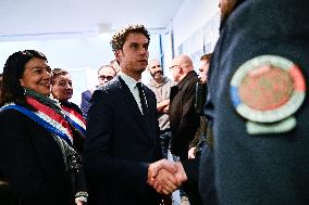 Newly appointed French Prime Minister Gabriel Attal during a visit to Ermont-Eaubonne police station - Ermont