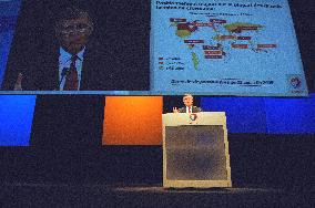 Chairman and Chief Executive Officer of the French oil company Total Thierry Desmarest presents the 2005 results in Paris