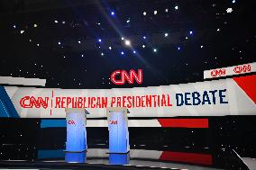 CNN Republican Presidential Primary Debate Stage In Iowa