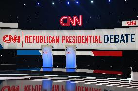 CNN Republican Presidential Primary Debate Stage In Iowa