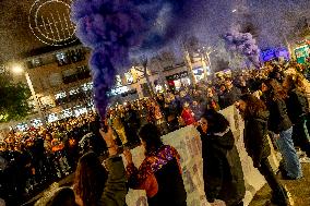 Demonstration Against The Murder Of Two Children By His Father In Barcelona.