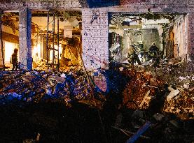 Consequences Of A Rocket Attack On A Hotel In Kharkiv