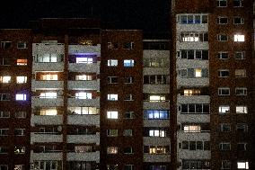 Apartment block at night